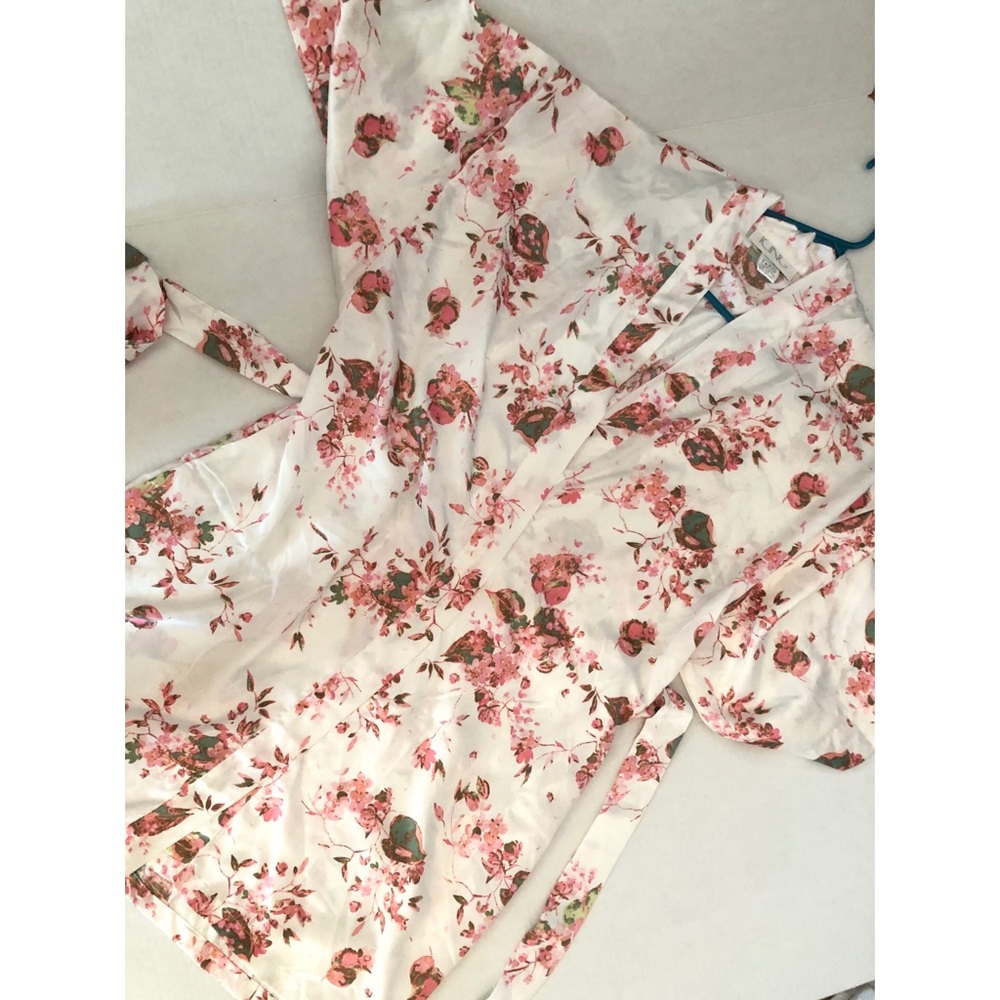 White with Floral Print Robe